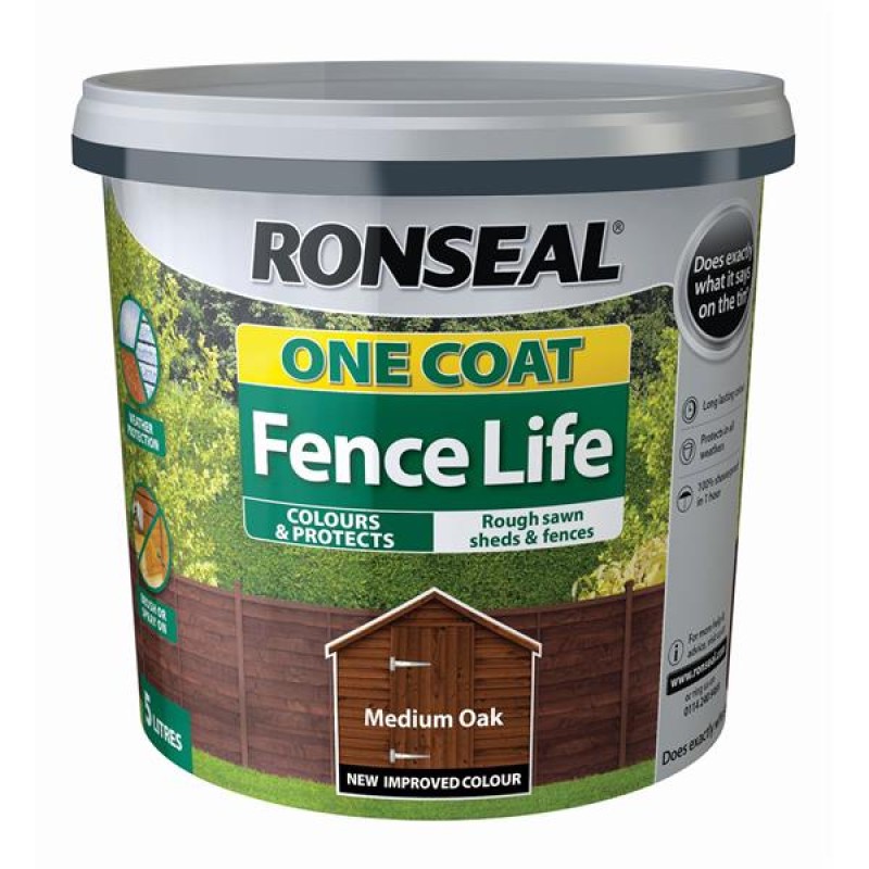 Ronseal One Coat Fence Life Medium Oak 5L