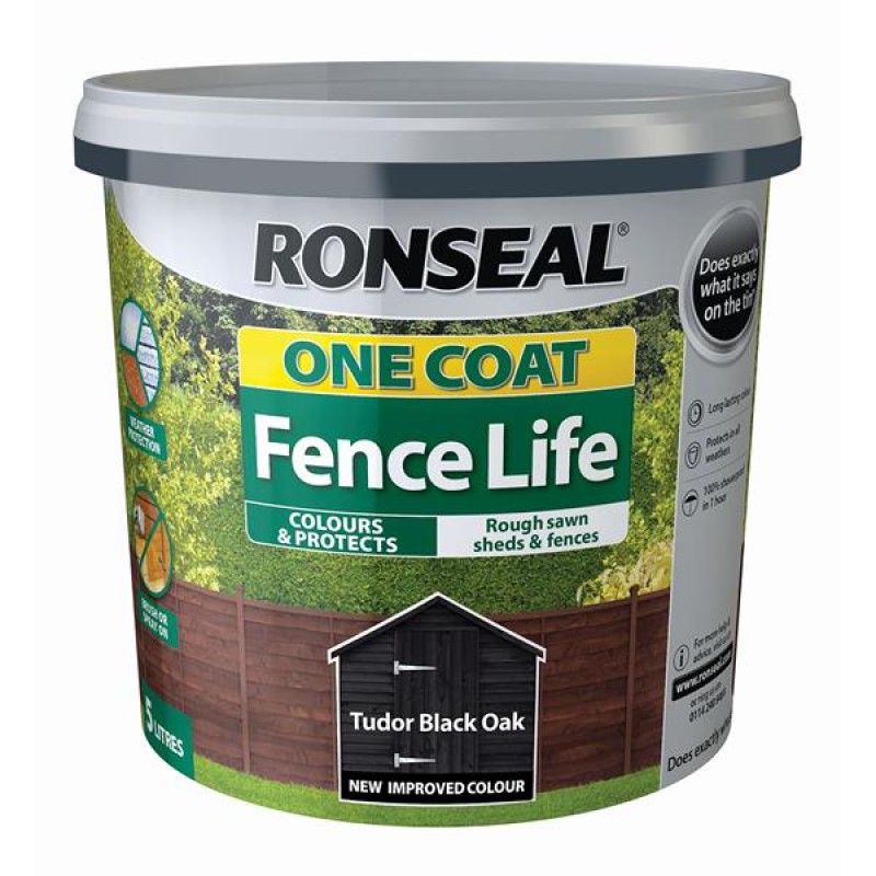 Ronseal One Coat Fence Life Tudor Black Oak 5L