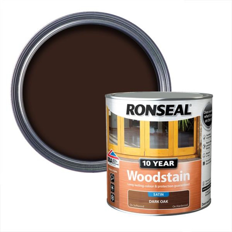 Ronseal 10 Year Woodstain Dark Oak Satin 750ml