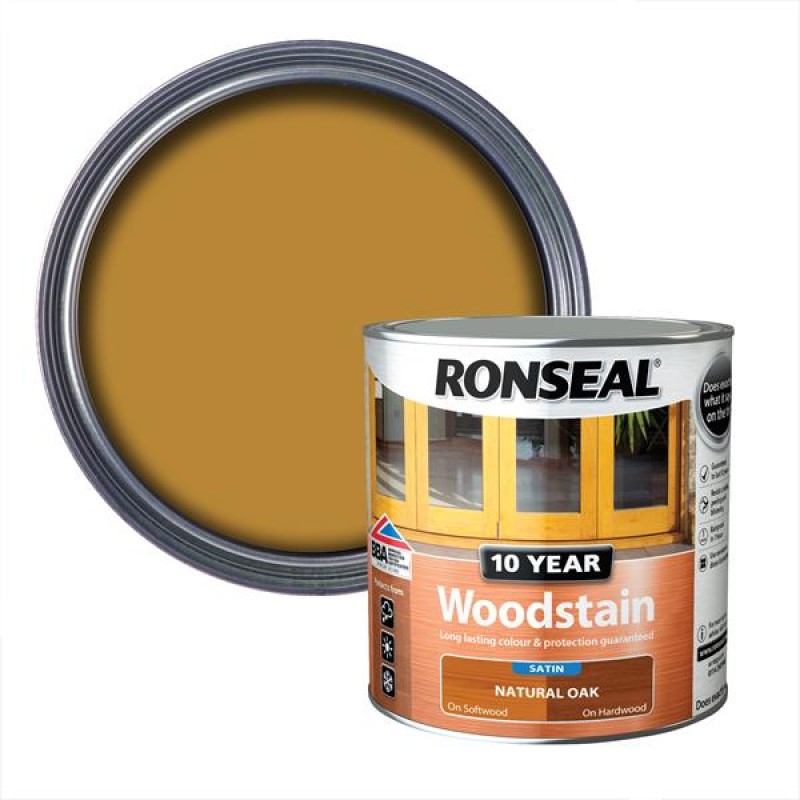 Ronseal 10 Year Woodstain Natural Oak Satin 750ml