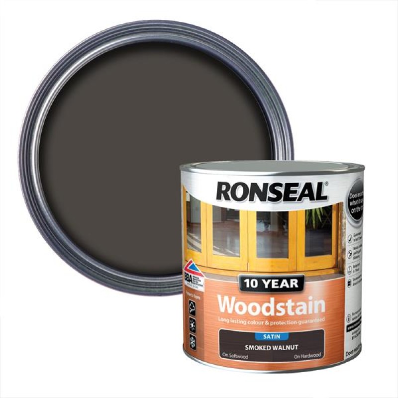 Ronseal 10 Year Woodstain Smoked Walnut Satin 2.5L