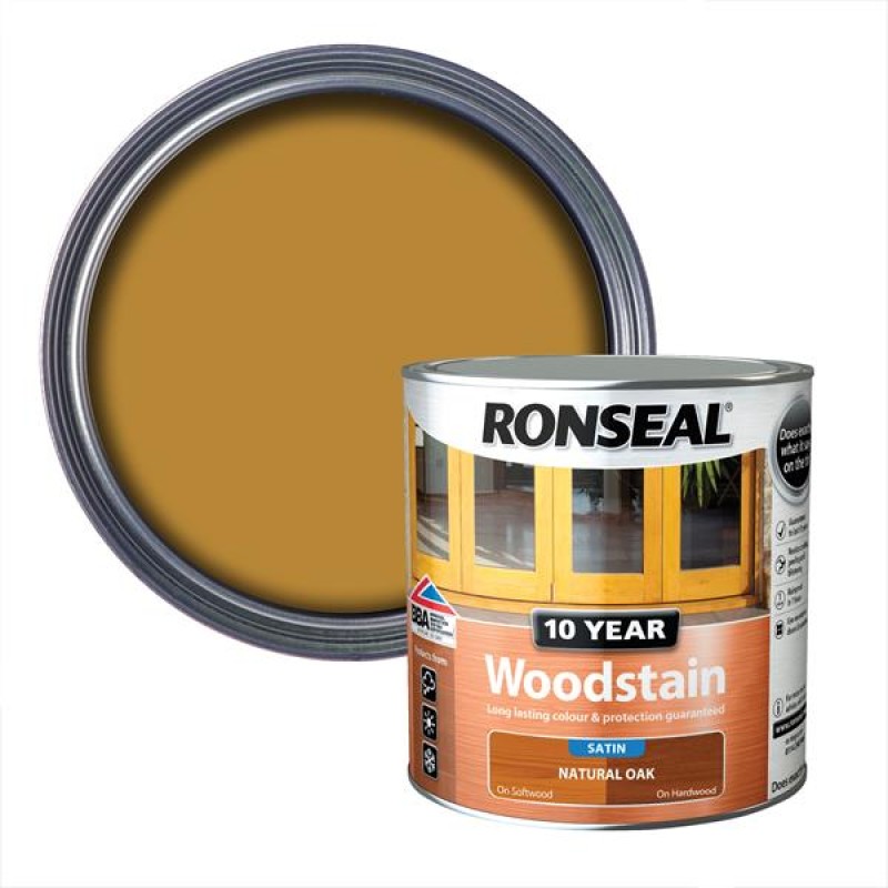 Ronseal 10 Year Woodstain Natural Oak Satin 2.5L