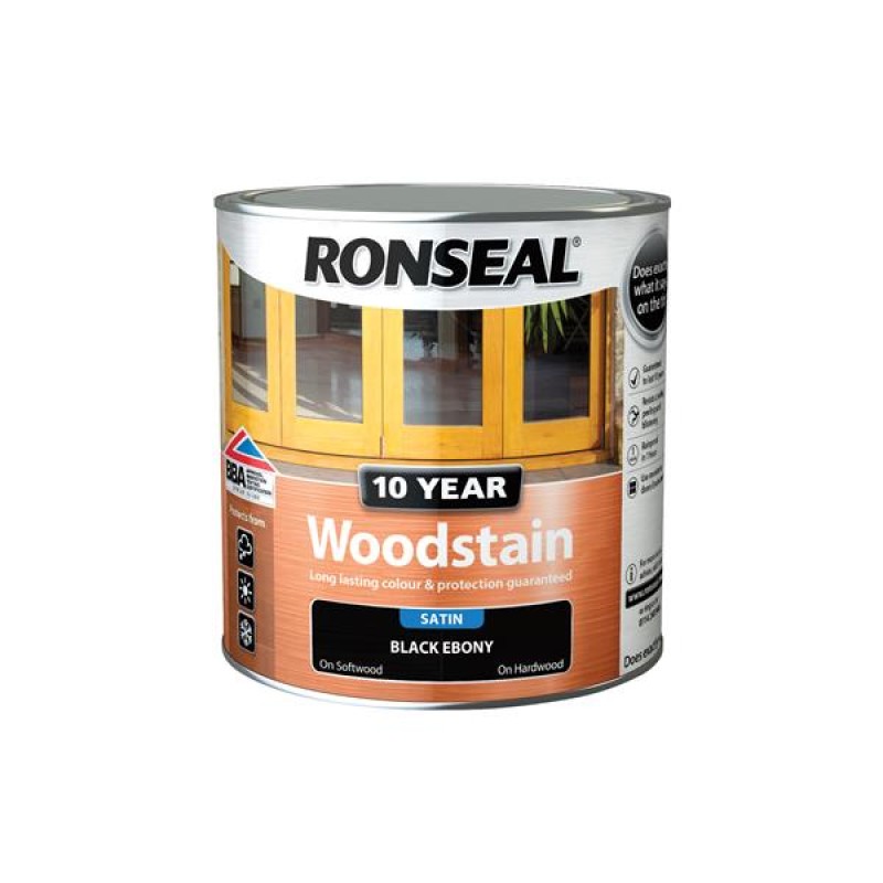 Ronseal 10 Year Woodstain Black Ebony Satin 2.5L