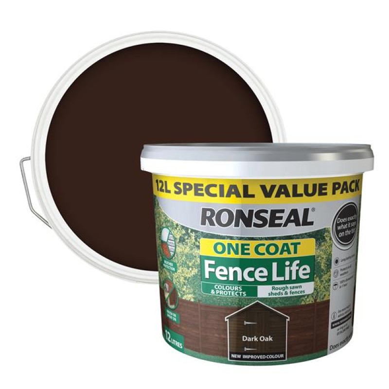 Ronseal One Coat Fence Life Dark Oak 12L