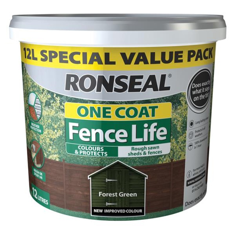 Ronseal One Coat Fence Life Forest Green 12L