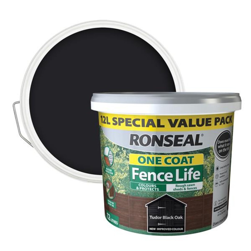 Ronseal One Coat Fence Life Tudor Black Oak 12L
