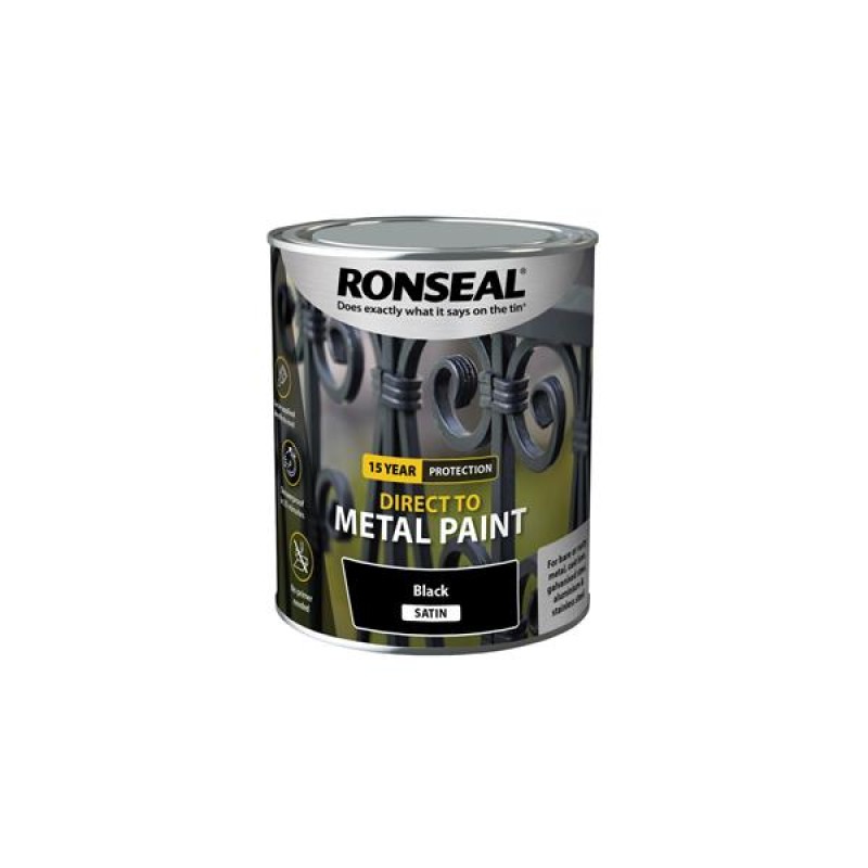Ronseal Direct to Metal Paint Black Satin 750ml