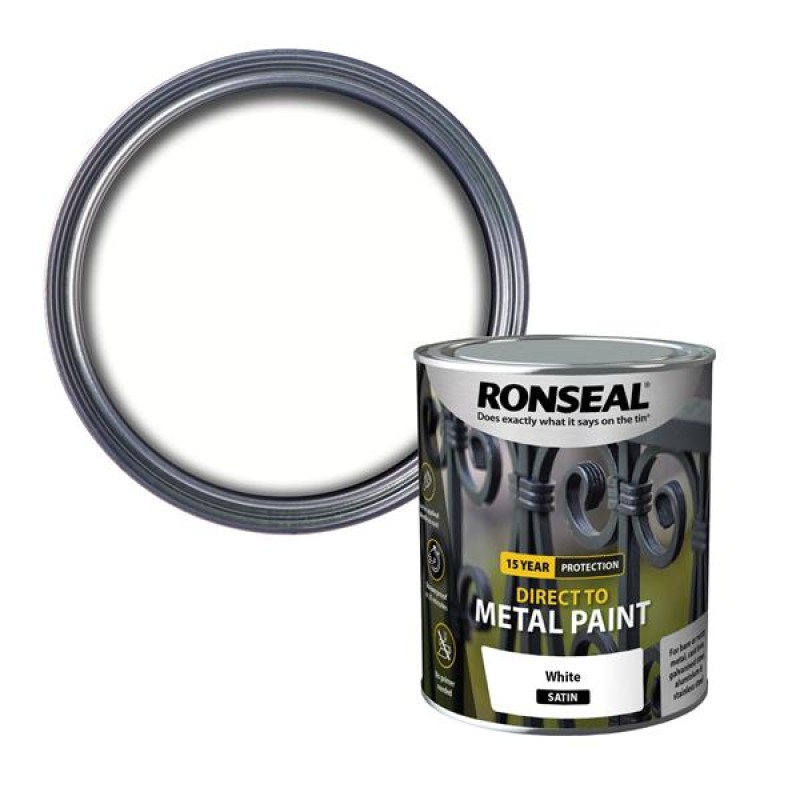Ronseal Direct to Metal Paint White Satin 750ml