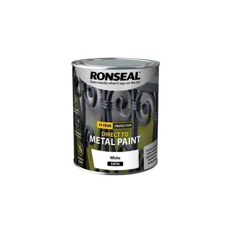 Ronseal Direct to Metal Paint White Satin 750ml