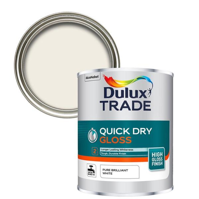 Dulux Trade Quick Dry Gloss Pure Brilliant White 1L