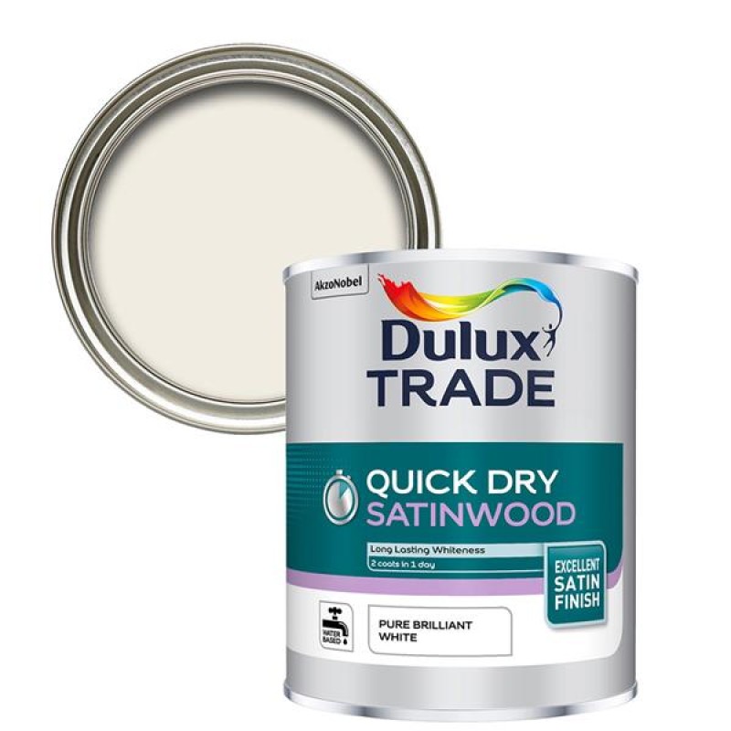 Dulux Trade Quick Dry Satinwood Pure Brilliant White 1L