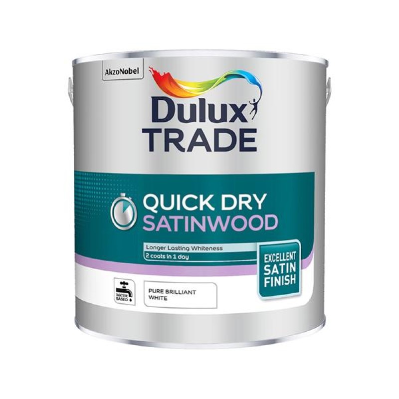 Dulux Trade Quick Dry Satinwood Pure Brilliant White 2.5L
