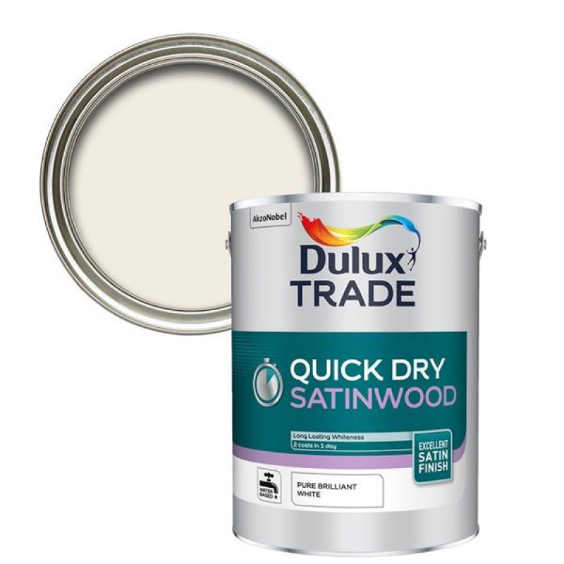 Dulux Trade Quick Dry Satinwood Pure Brilliant White 5L