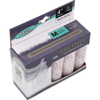 Axus Silk Touch Roller, Medium Pile - 4" 100mm 10pk