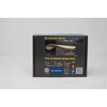 Ultimate Door Pack , Paris Lever On Rose, Bathroomlock, Turn And 3 Hinges Satin Nickle