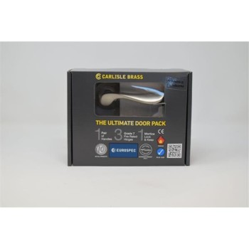 Ultimate Door Pack , Marselille Lever On Rose, Bathroom Lock, Turn And 3 Hinges Satin Nickle