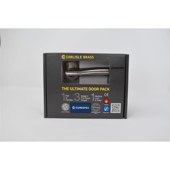 Ultimate Door Pack Dunmore Lever On Rose, Bathroom Lock, Turn With 3 Hinges Pnsn